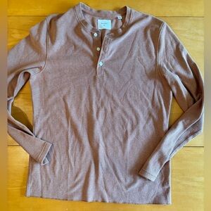 Billy Reid M slub tuck Henley long sleeve T shirt